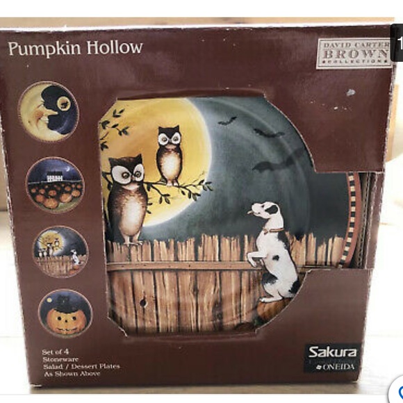 Sakura David Carter Brown Halloween Salad Plates - Picture 1 of 8